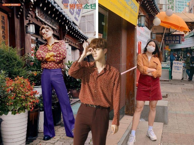 BTS V & Jin brown shirt outfit
