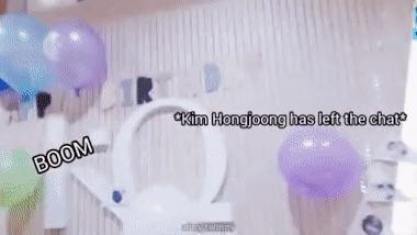 สมาชิก ATEEZ ฮงจึงที่ตกใจกับเสียงดังจากลูกโป่งระหว่างไลฟ์