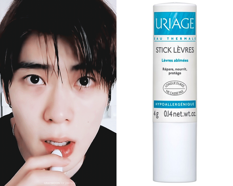 NCT 成員使用 URIAGE 保濕潤唇膏，這款潤唇膏以其温和配方和優越的保濕性能而聞名。