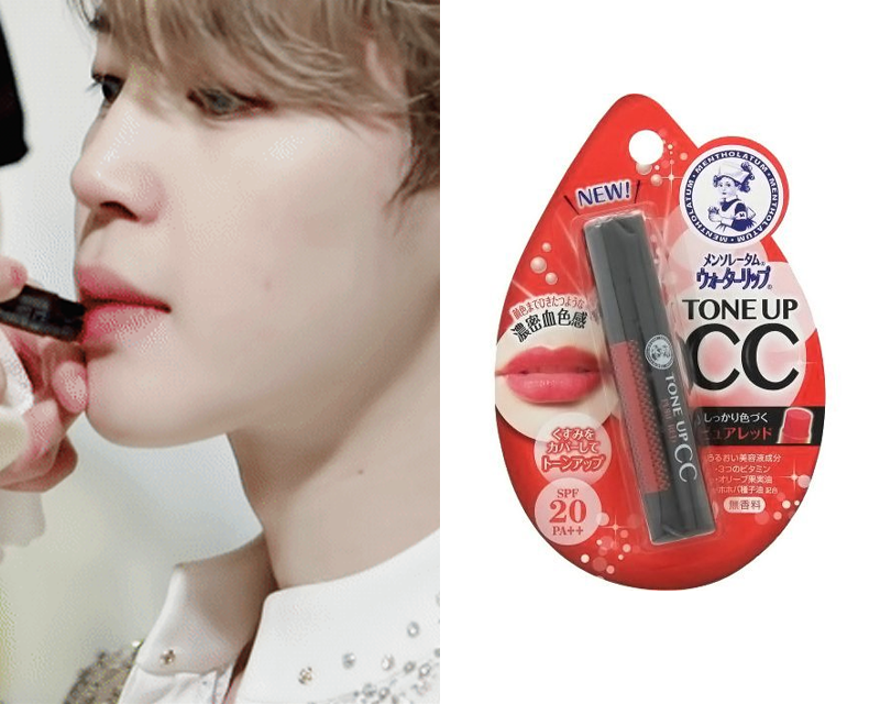 BTS 成員使用 的曼秀雷敦自然色潤唇膏，產品加入了 SPF 20 場效防曬，深受明星所愛。
