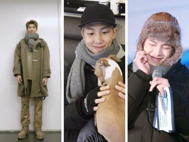 bts rm đeo khăn xám fan việt tặng 