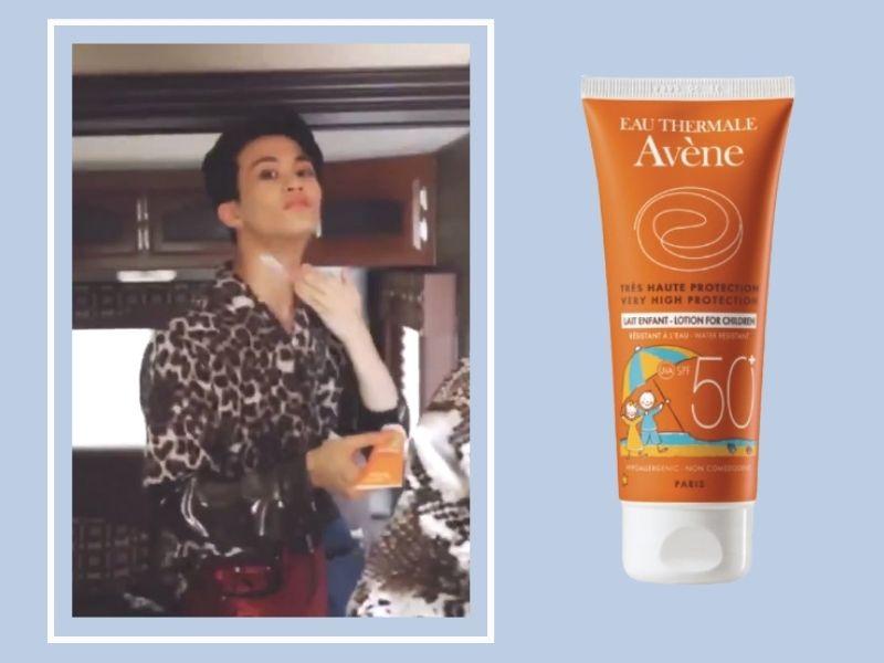 NCT Mark Lee dùng kem chống nắng Avene Sun Care Very High Protection Lotion for Children