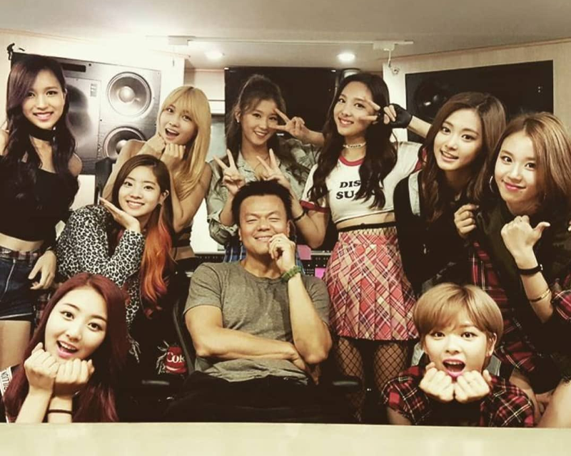 Park Jin-young with TWICE members
