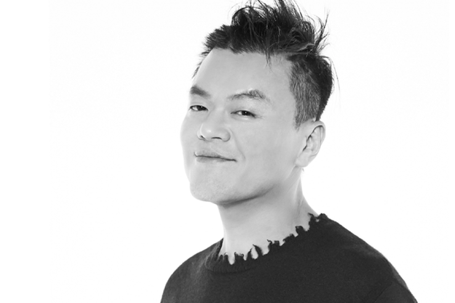 JYP娛樂公司的品牌標識和企業建築，突出了其現代化外觀。