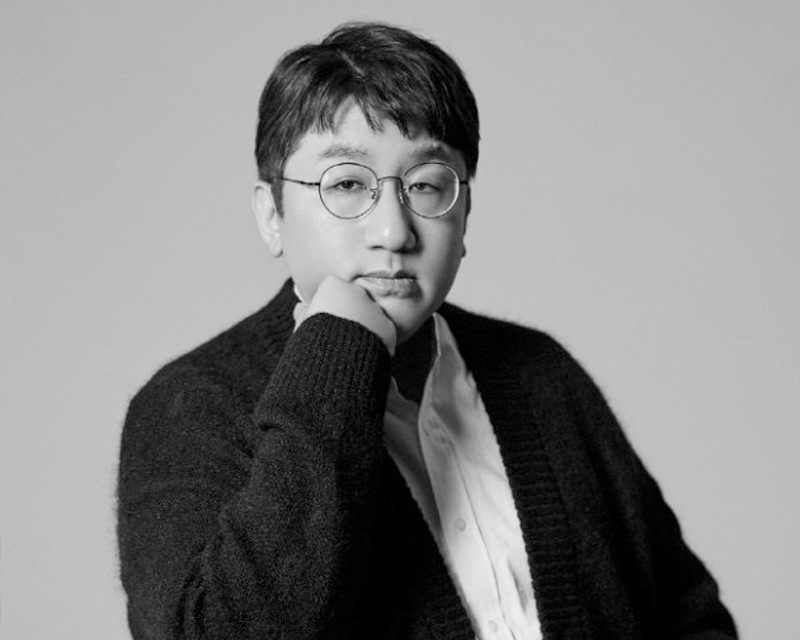 Founder of HYBE Bang Si-hyuk black and white image