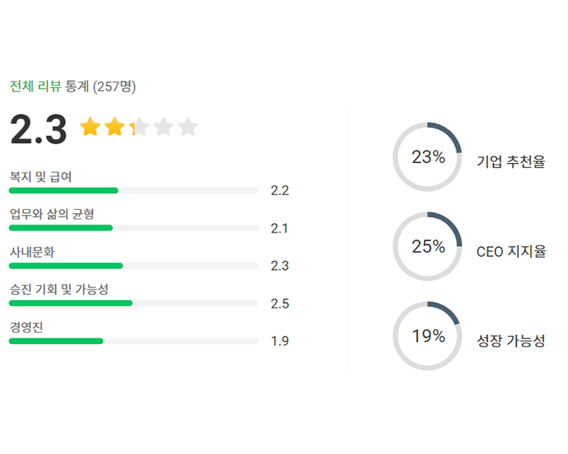 Saramin YG employee review in Korean