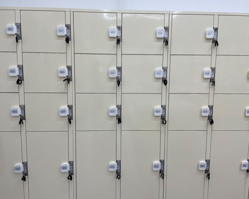 Beige lockers at Flowers by Naked Hongdae