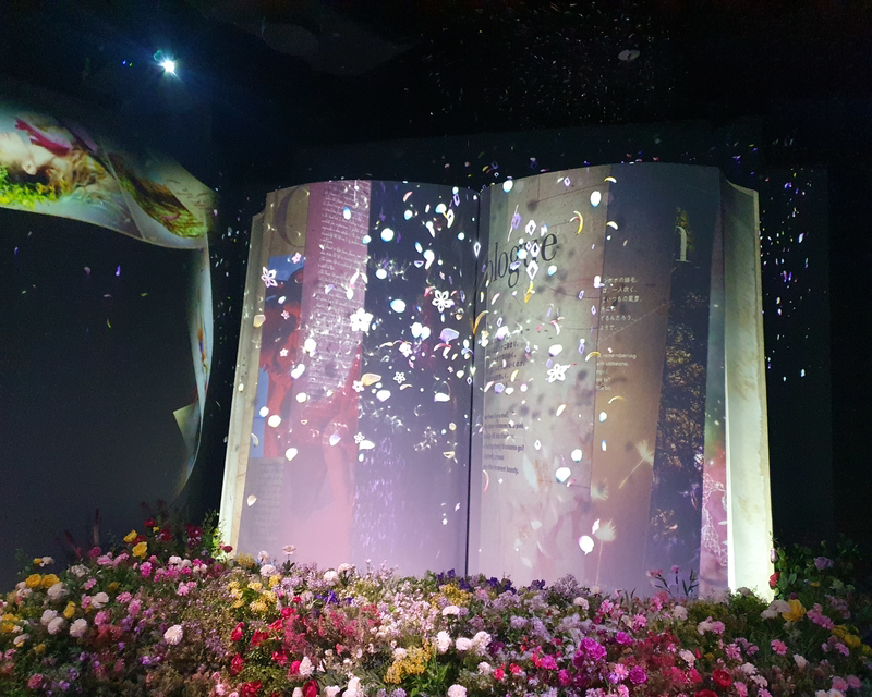 Libro gigante in zona floreale presso Flowers By Naked Hongdae a Seoul.