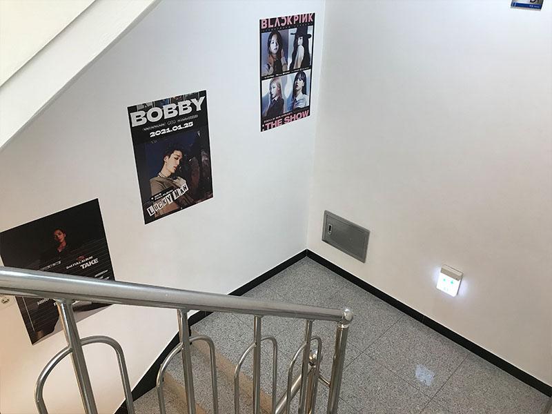 stairs going down to the basement at YG the SameE cafe