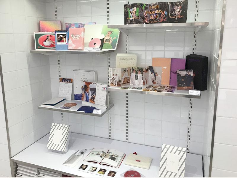 merchandise on display at YG the SameE cafe