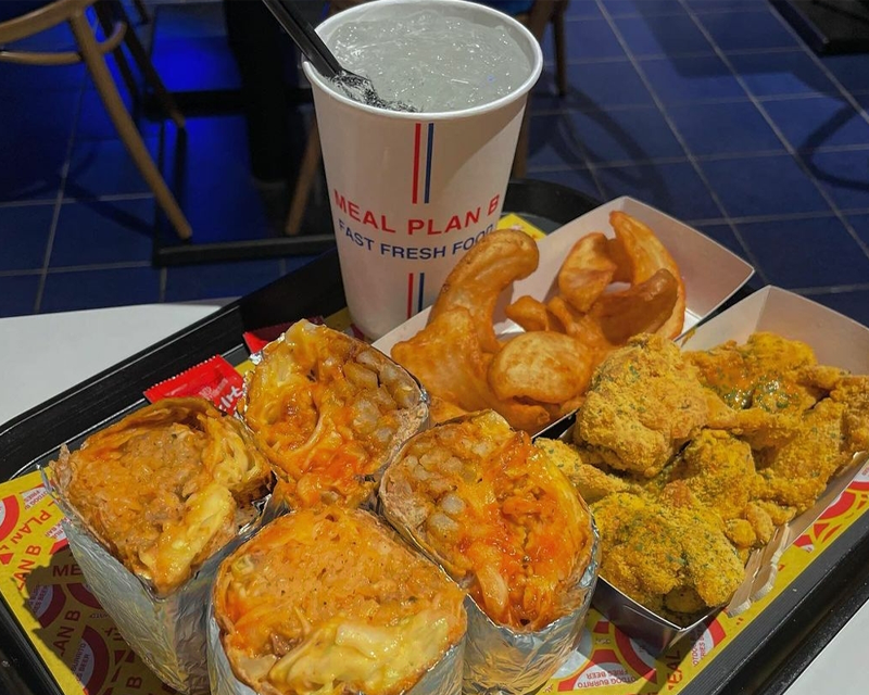 instagram account mukgo_die posting of burritos and fried sides from korean franchise meal plan b