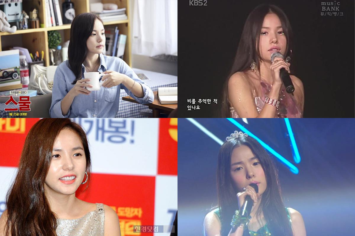 閔孝琳穿著藍色襯衫，手持白色咖啡杯。她最初是以歌手身份出道的。