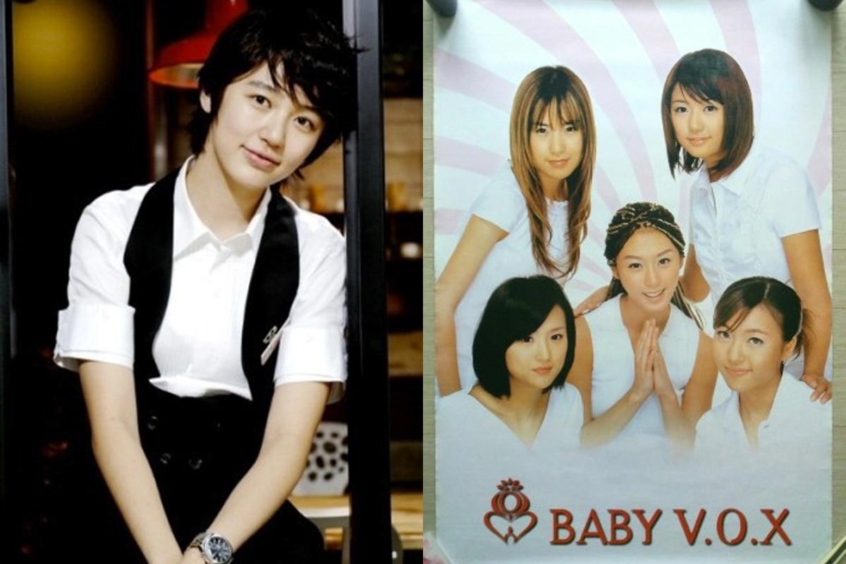 尹恩惠穿著白色襯衫，她曾以Baby V.O.X女團出道。