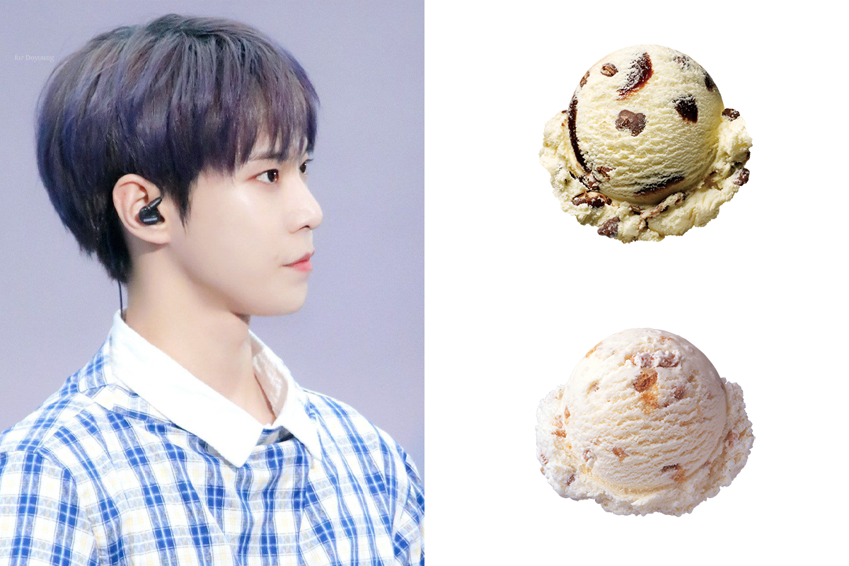 Doyoung order at Baskin Robbins Almond Bon Bon, New York Cheesecake