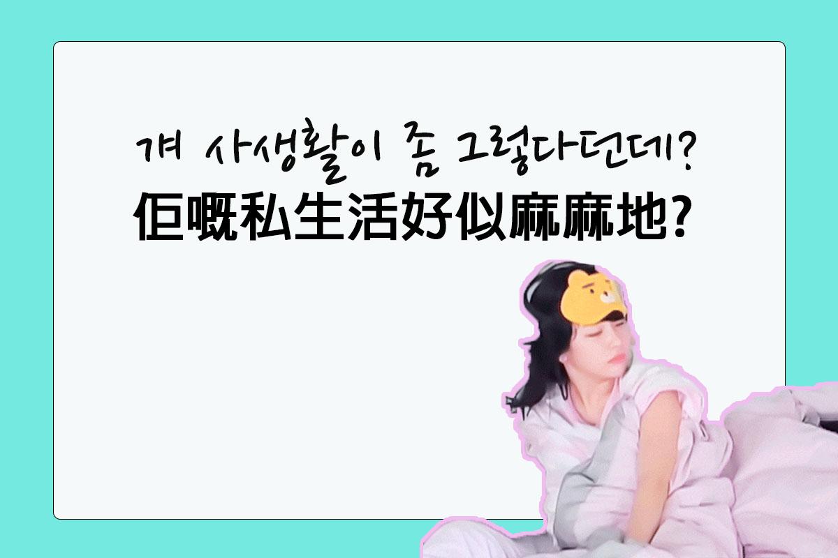 圖片展示了一句刺激粉絲的話，內容用韓文和中文寫著'佢哋私生活好似麻麻地？'，背景為綠色。