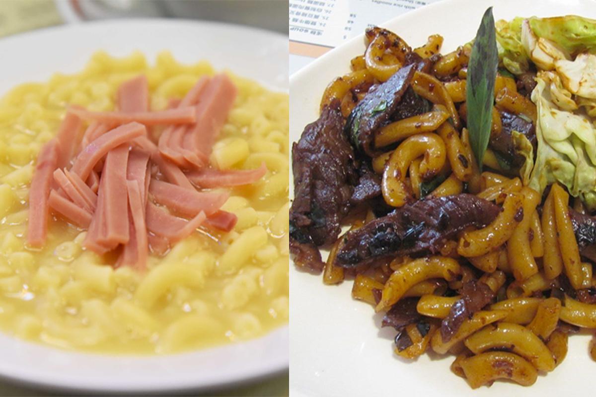 香港經典茶餐廳火腿通粉，常見於早餐菜單上的熱門選擇。