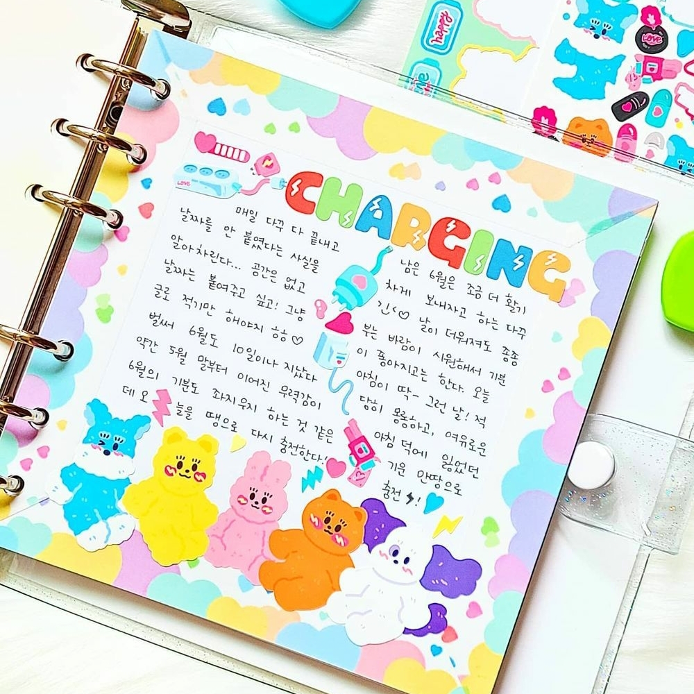 Korean diary decorated with Ppomppom Studio items