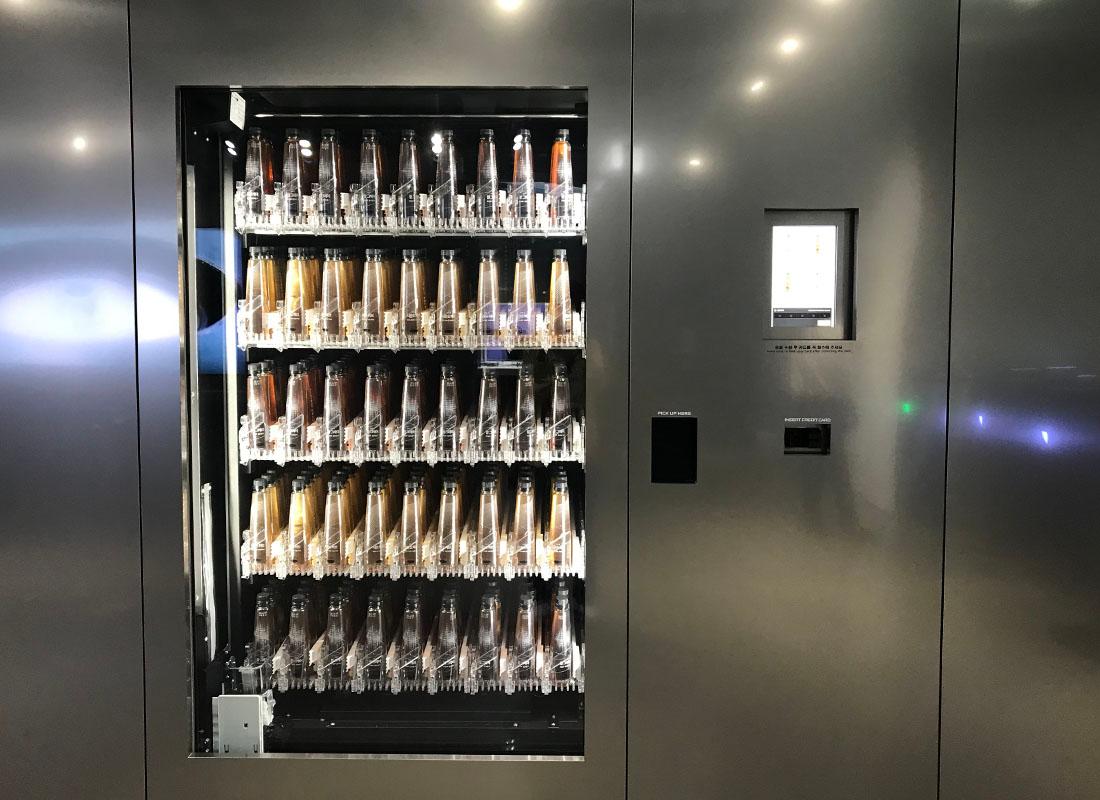 Vending machine of beverages available for purchase