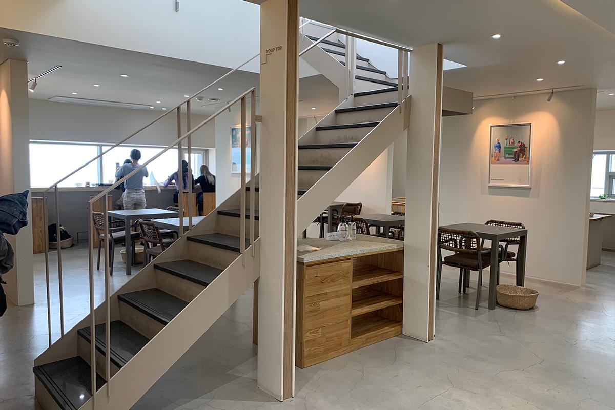CUP&CUP咖啡廳空間中的樓梯設計，通往各個樓層