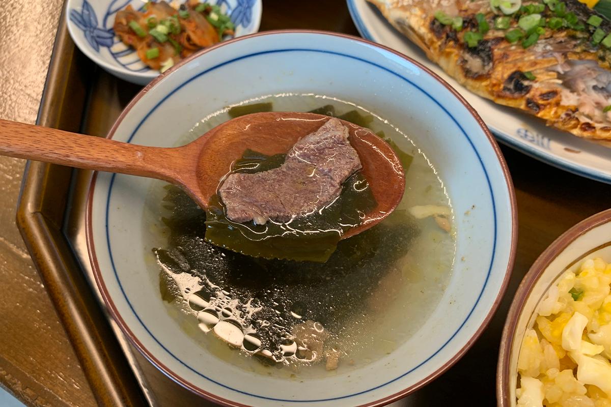 Spoonful of seaweed soup