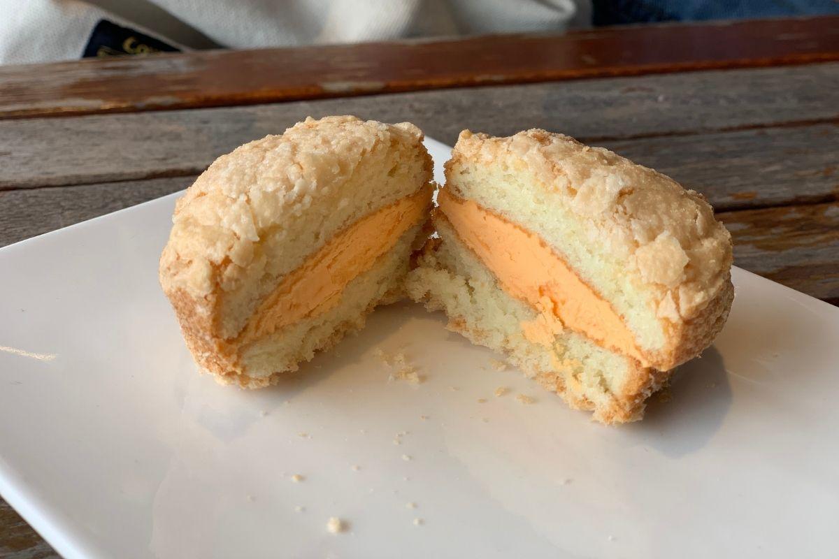 Cheese dacquoise cross section