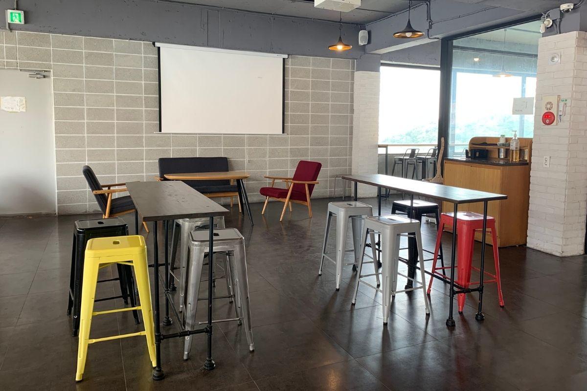 Minimalist indoor seating at CAFE AVANT GARDE