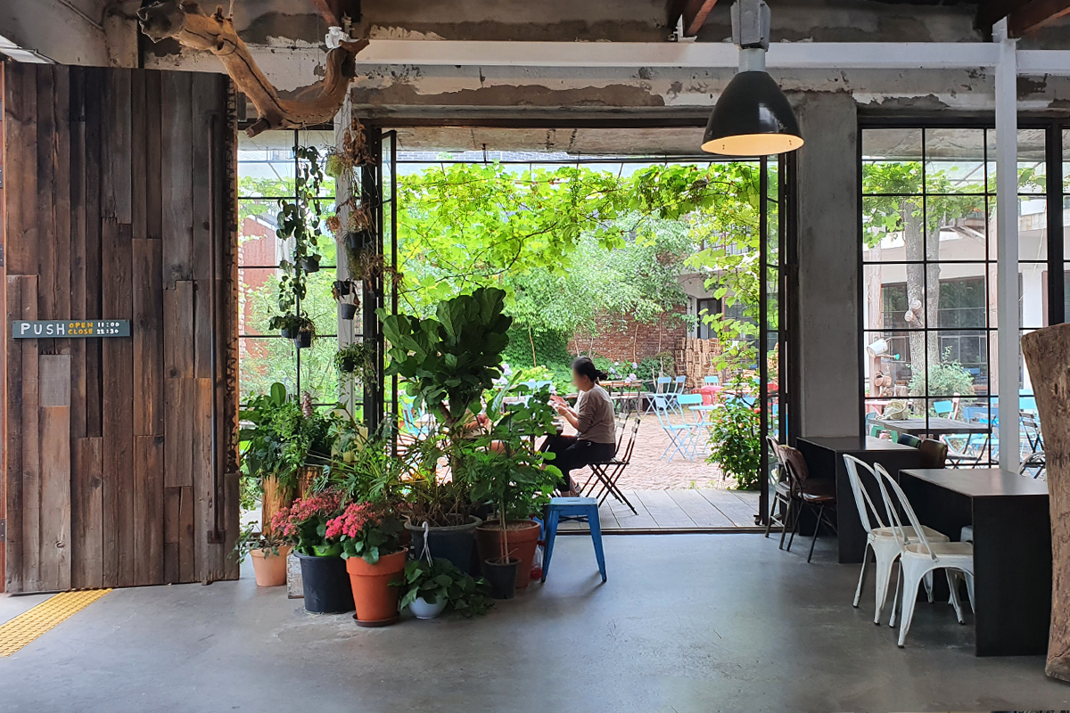 Interior shot of cafe in Seoul