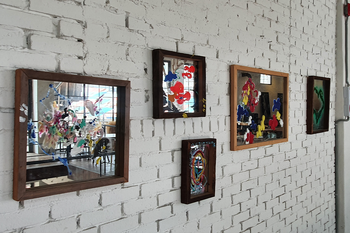Display of artwork at cafe in Seoul
