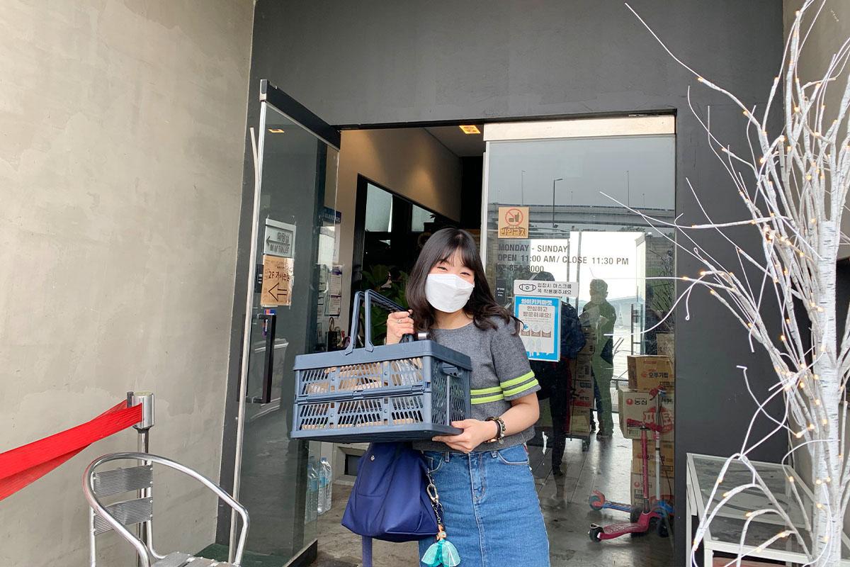 Customer with basket of items purchased