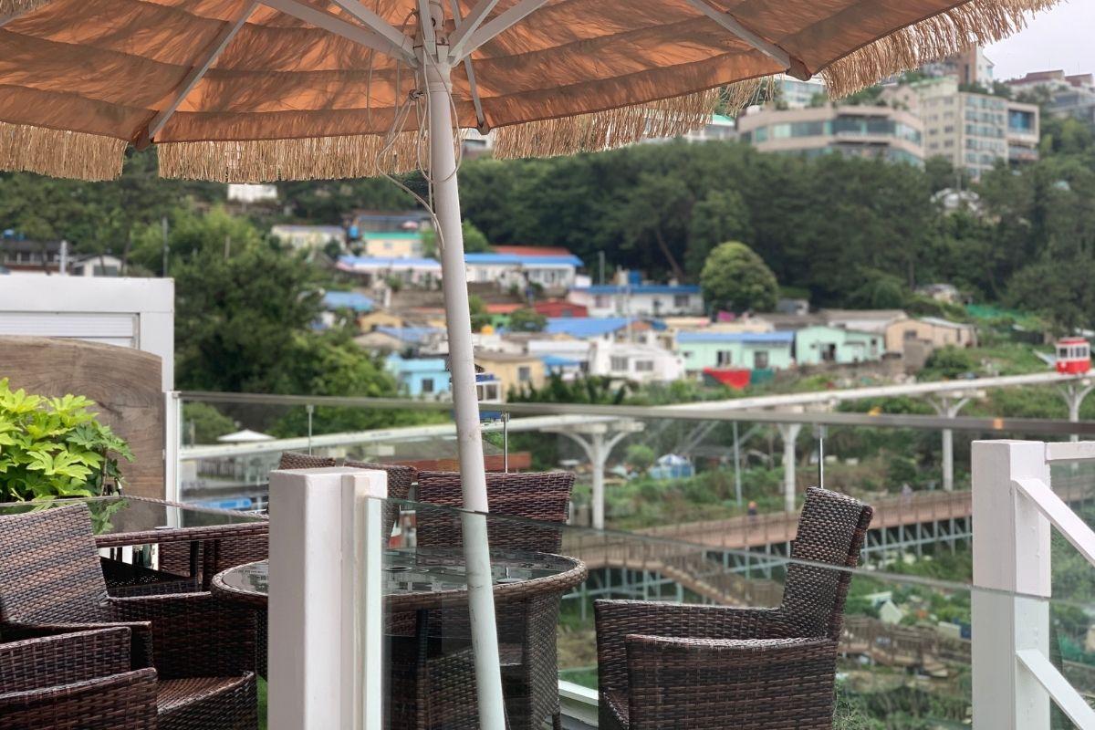 Restaurante Miposeawa en Haeundae Busan Korea, área al aire libre en azotea