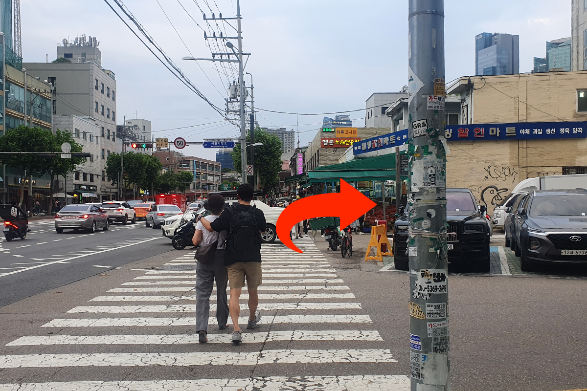 Crosswalk of street in Hongdae in Seoul