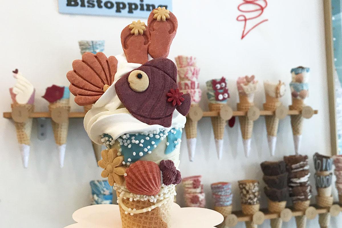 Second ice cream cone order with ocean-themed cookies