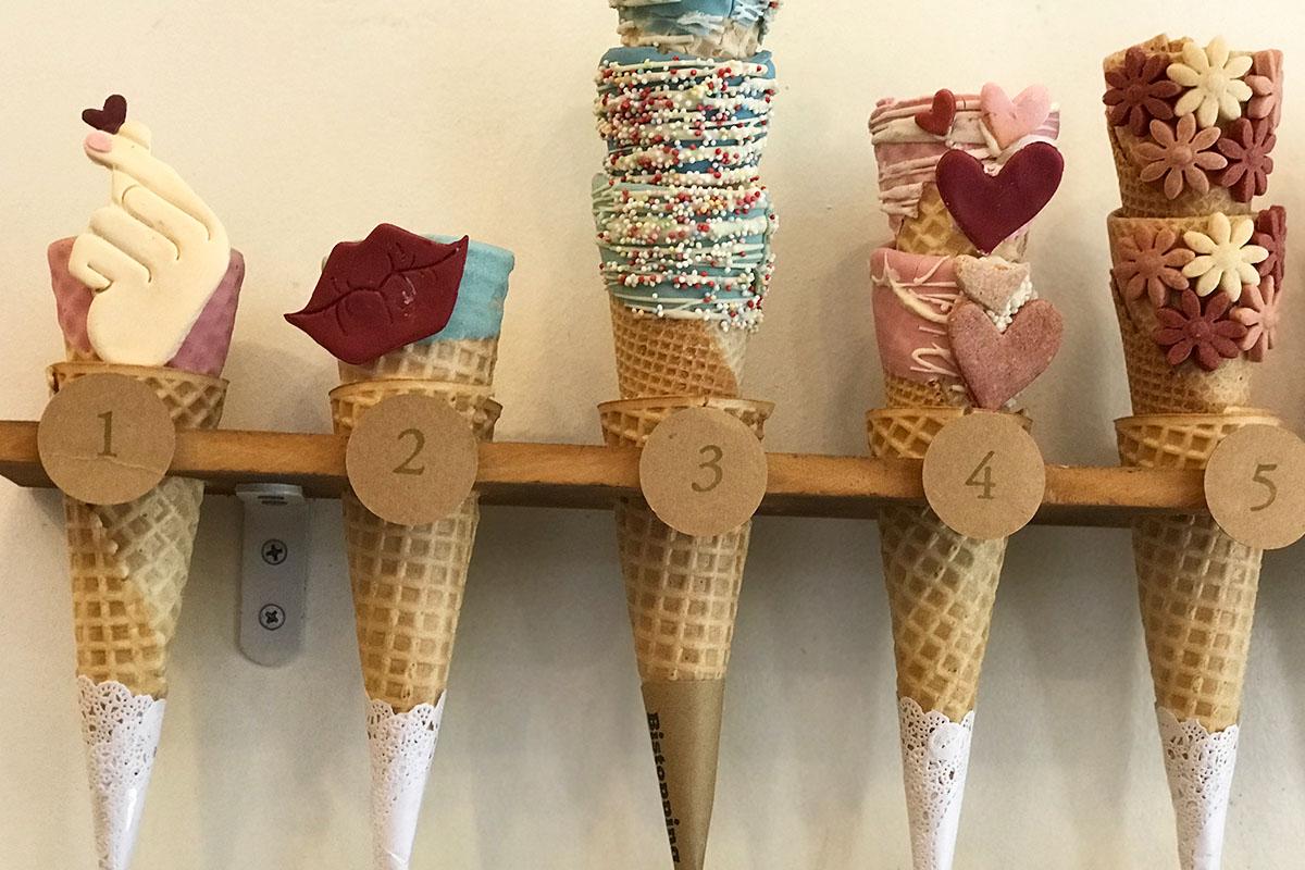 Close-up shot of ice cream designs available