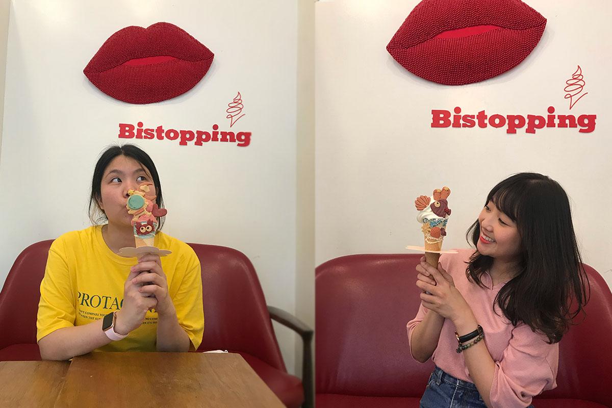 Customers enjoying their ice cream cone orders