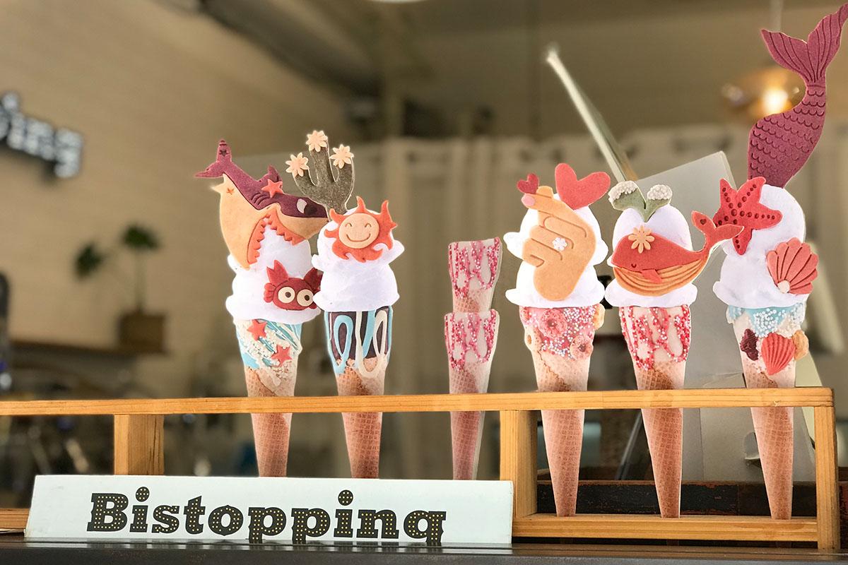 Display of unique ice cream cone designs