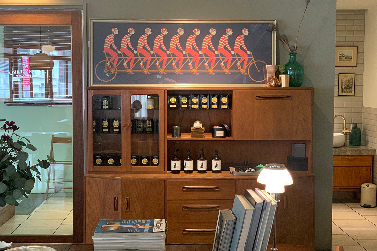 interior book shelf and art decorated at Modern Table Busan