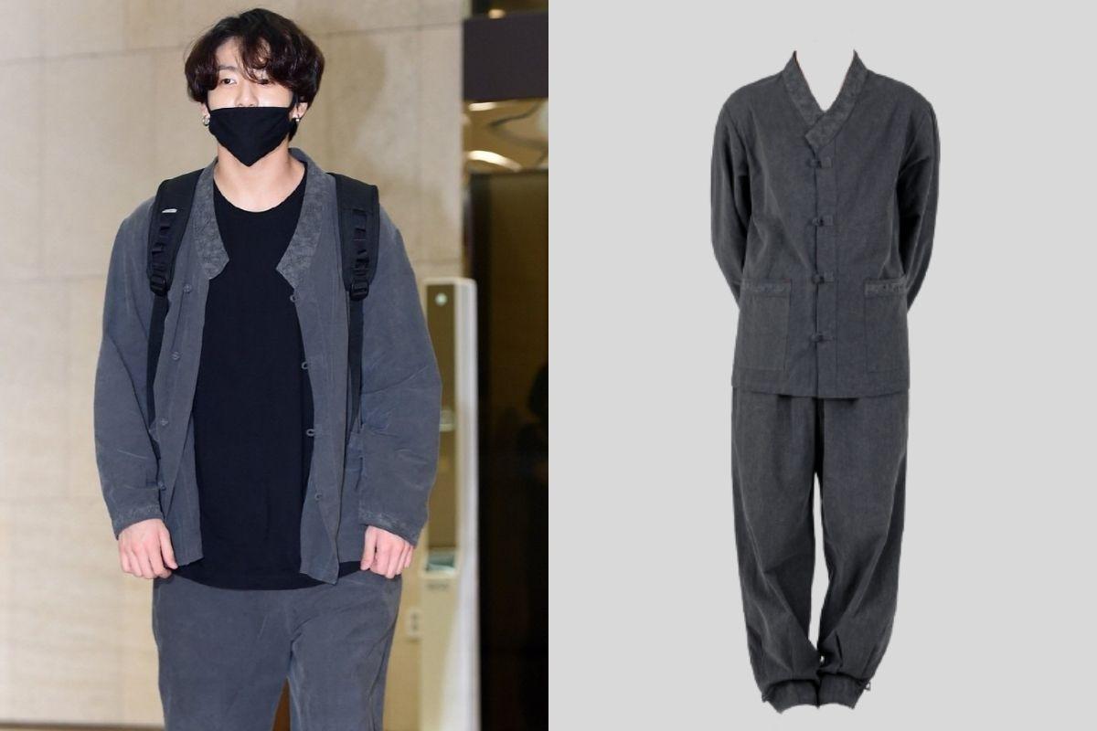 Zijangsa BTS Jungkook wearing modern hanbok at the airport