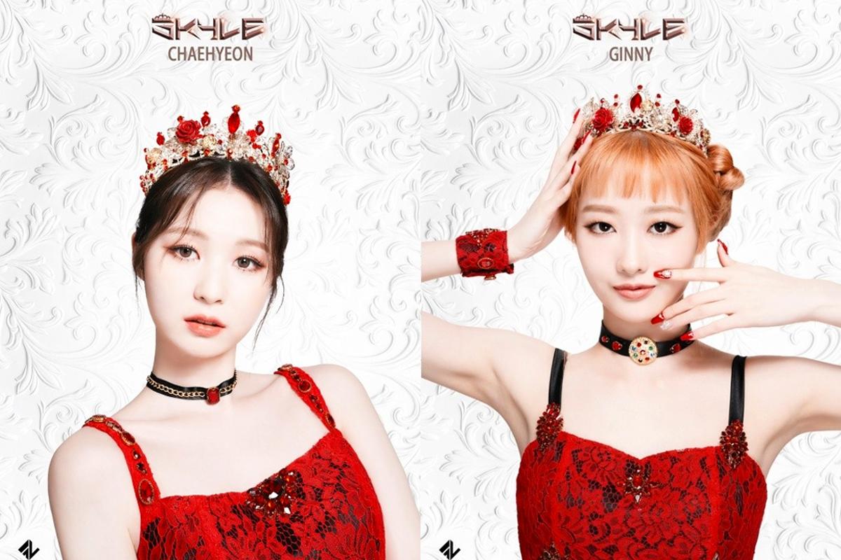SKYLE 香港女團成員 CHAEYEON 和 GINNY 穿著紅色禮服首次亮相。