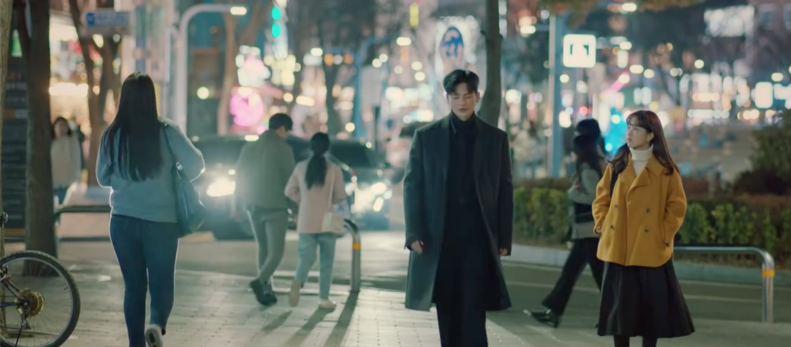 scene from Doom at your service filmed outside of Hongik University Station