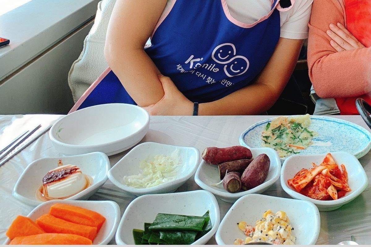 Korean side dishes at seafood restaurant in Jagalchi Market Busan