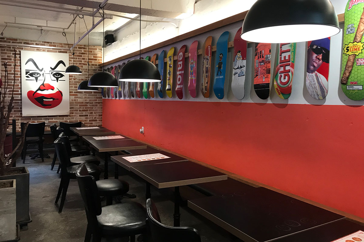 Interior seating area of Pizza Express