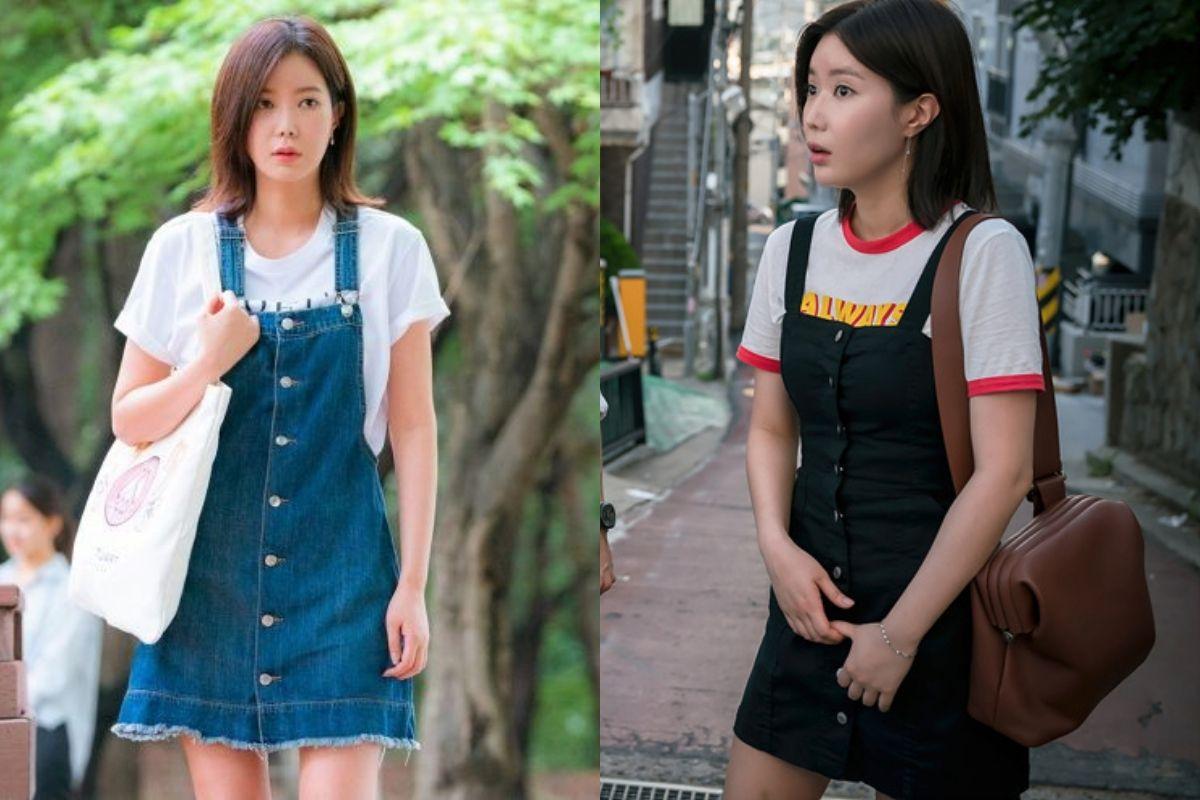 phong cách thời trang sinh viên trong phim hàn, my ID is gangnam beauty, thời trang Im Soo hyang  váy yếm