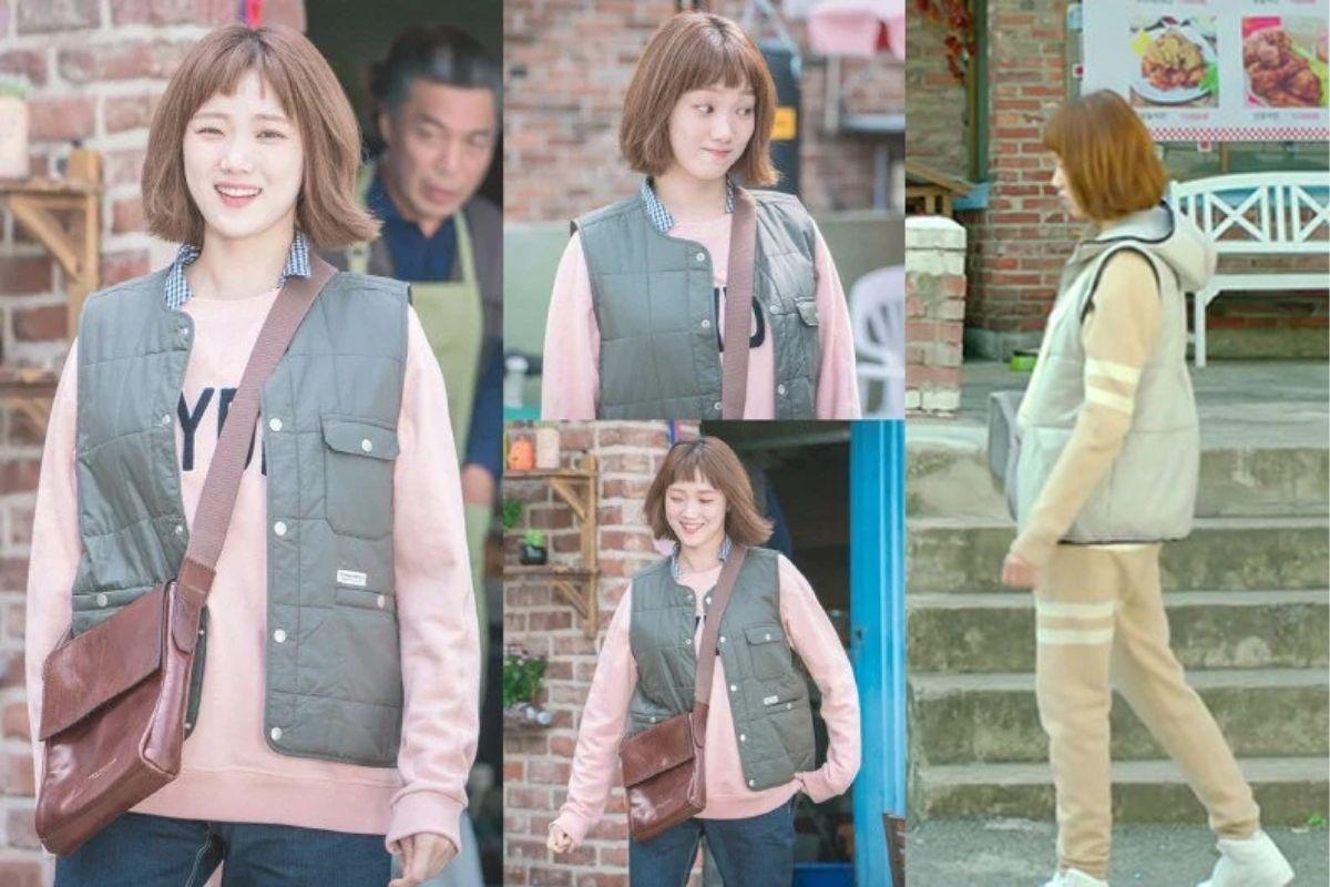 phong cách thời trang sinh viên trong phim hàn, cô nàng cử tạ kim bok joo, thời trang của lee sung kyung áo gile