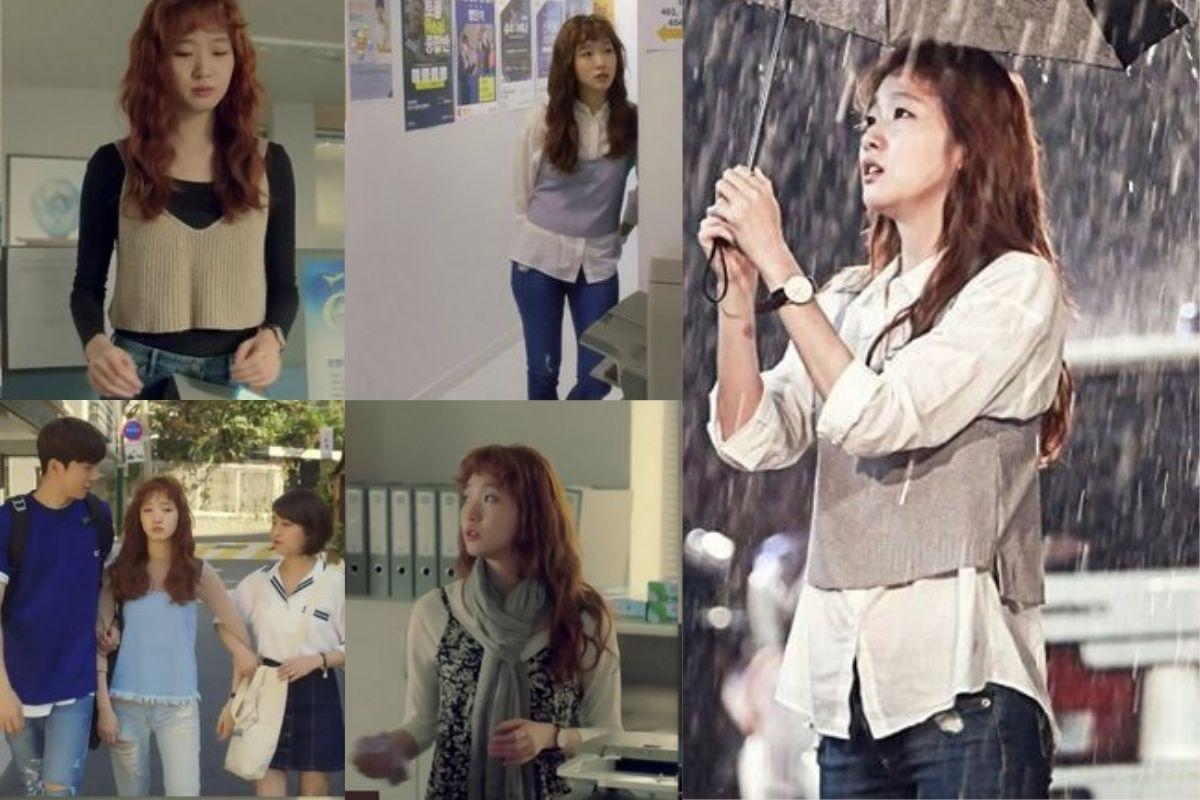 phong cách thời trang sinh viên trong phim hàn, cheese in the trap, thời trang của Kim go eun highteen 