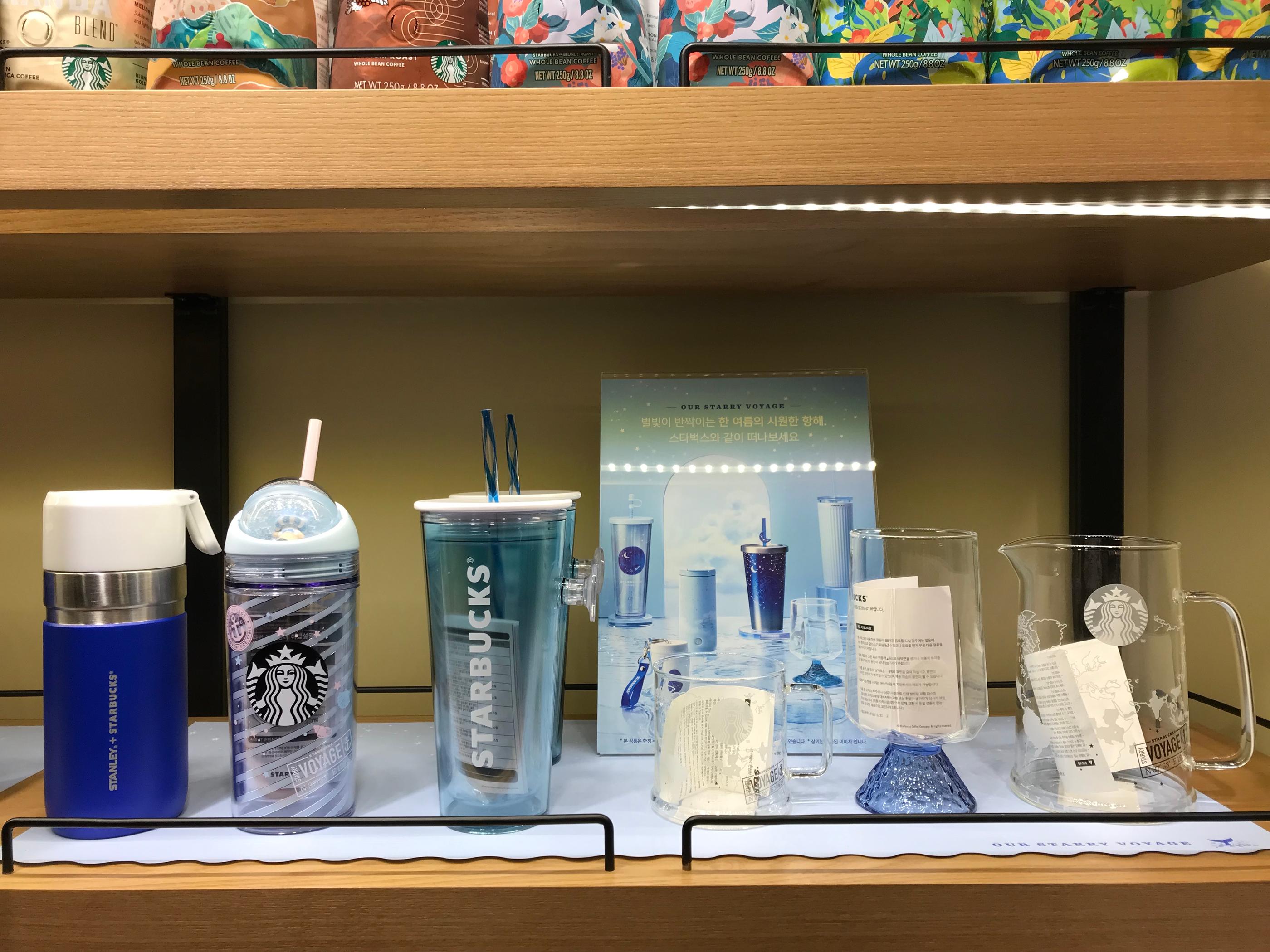 Display of Our Starry Voyage Collection at Starbucks Korea