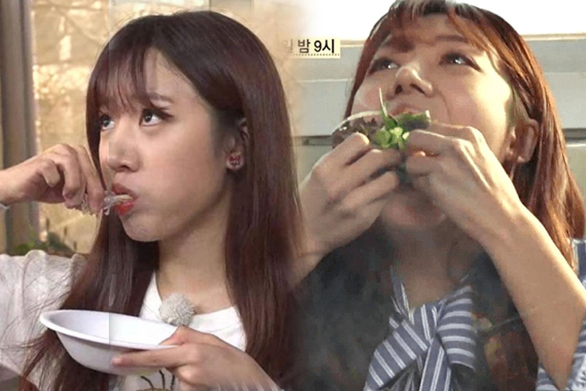female kpop idols eating, apink namjoo