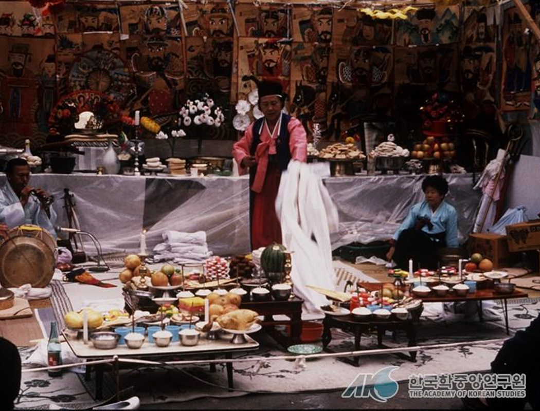 Offerings put out by a Korean shaman