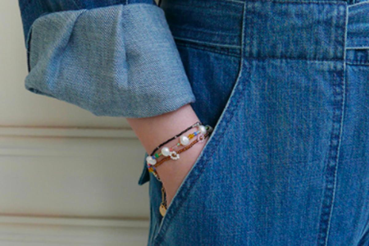 珍珠水晶手鍊設計，VINTAGE HOLLYWOOD出品，搭配多顏色珍珠，優雅時尚。