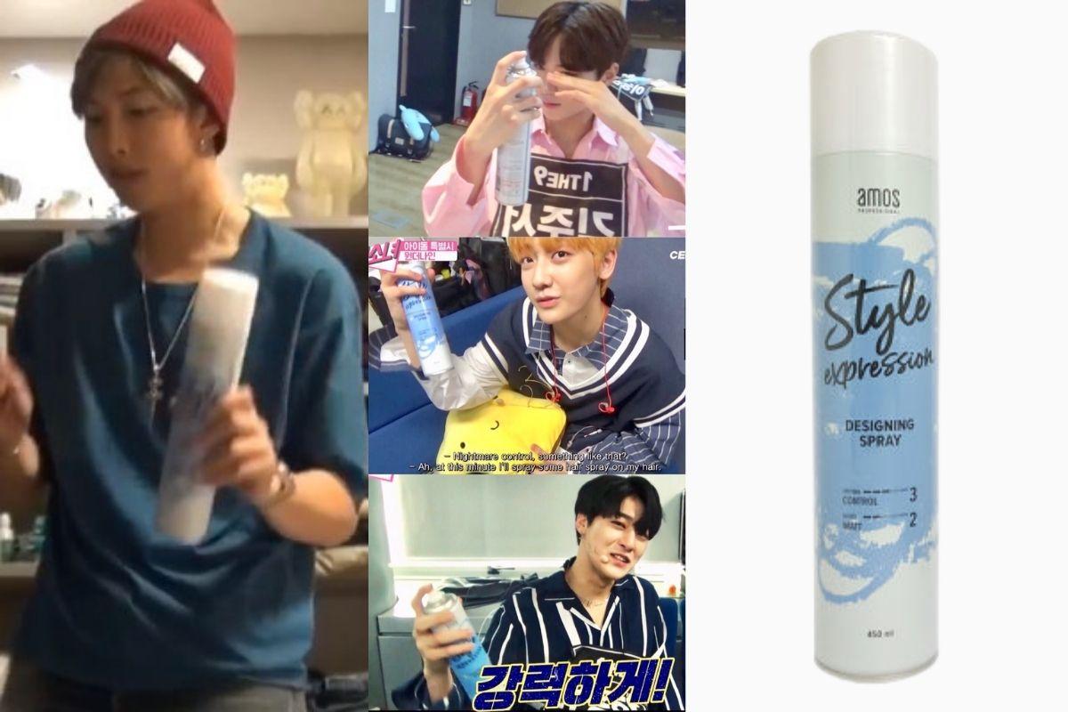 AMOS Style Expression Designing Spray BTS RM, NCT, 1THE9, ATEEZ, ITZY, Tổng hợp các loại xịt tóc giữ nếp hiệu quả sao Hàn sử dụng 