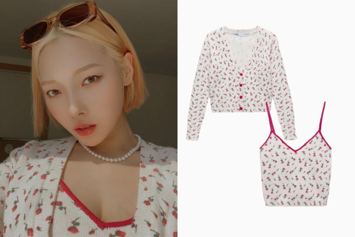 KARD Jeon So-min wearing shirt and cardigan from zara